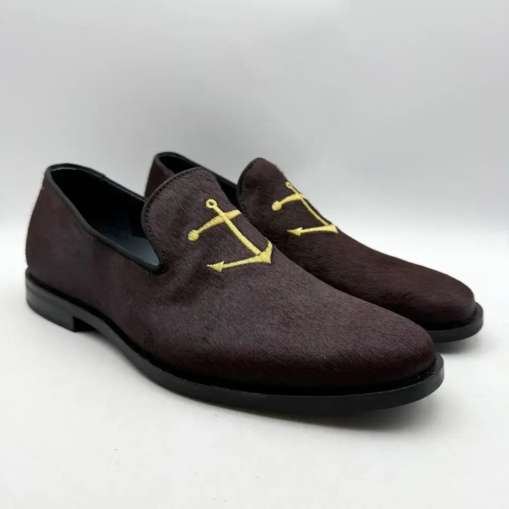 Sperry Mens Overlook Smoking Slipper Loafers Size 8 Brown Slip On Anchor NWOB
